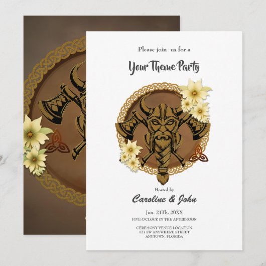 De onbevreesde viking met helm met hoorns. kaart (Voorkant / Achterkant)