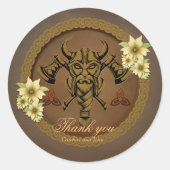 De onbevreesde viking met helm met hoorns. ronde sticker (Voorkant)