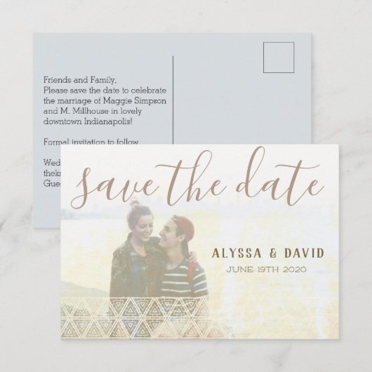 De Onderdrukte Foto van de Witte Driehoeken bewaar Save The Date (Voorkant / Achterkant)