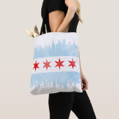 De Onderdrukte Vlag van de Veldlijn van Chicago Tote Bag (Dichtbij)