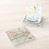 De Ondergrondse Kaart van Londen Glazen Onderzetter (Schuin)