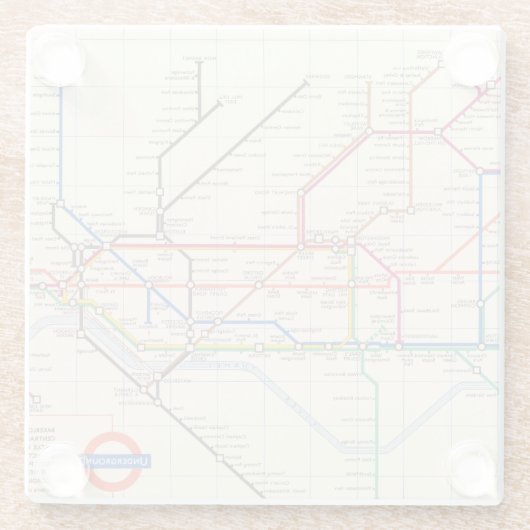 De Ondergrondse Kaart van Londen Glazen Onderzetter (Achterkant)