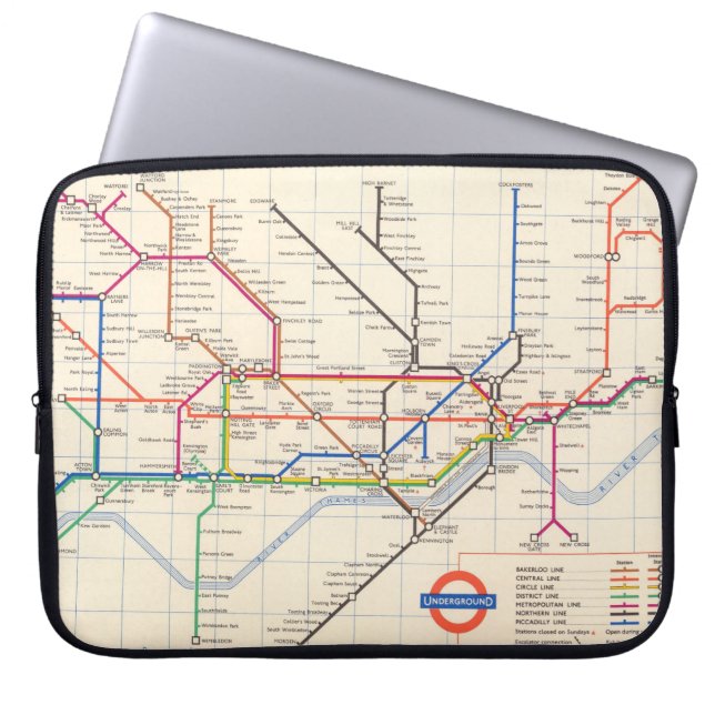 De Ondergrondse Kaart van Londen Laptop Sleeve (Voorkant)