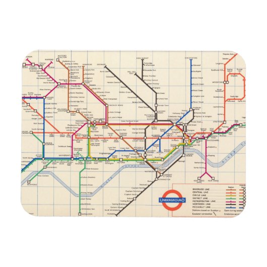 De Ondergrondse Kaart van Londen Magneet (Horizontaal)
