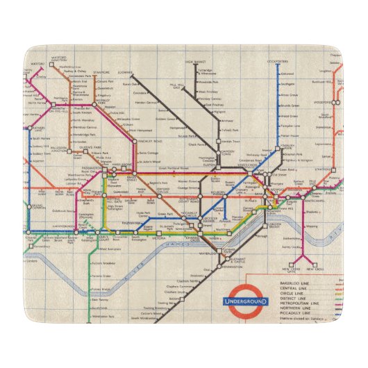 De Ondergrondse Kaart van Londen Snijplank (Voorkant)