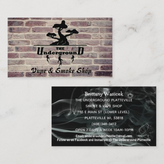 De ondergrondse Visitekaartjes bakstenen damp (Voorkant / Achterkant)