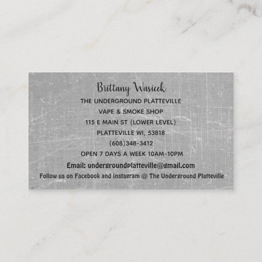 De ondergrondse Visitekaartjes grijze kooi (Achterkant)