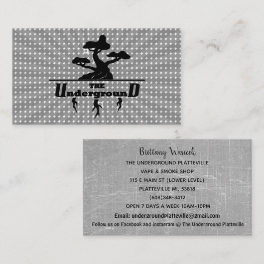 De ondergrondse Visitekaartjes grijze kooi (Voorkant / Achterkant)