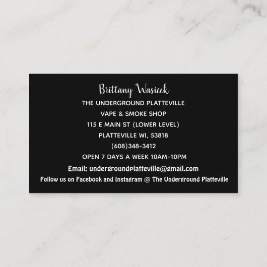 De ondergrondse Visitekaartjes marmer (Achterkant)