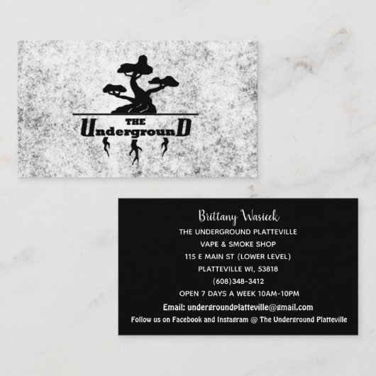 De ondergrondse Visitekaartjes marmer (Voorkant / Achterkant)