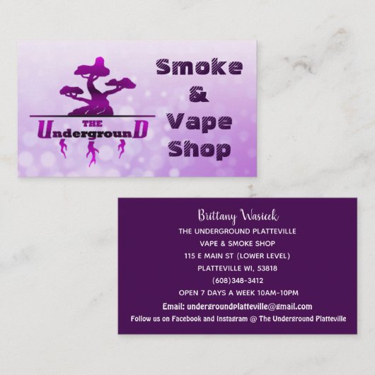 De ondergrondse Visitekaartjes Paarse (Voorkant / Achterkant)