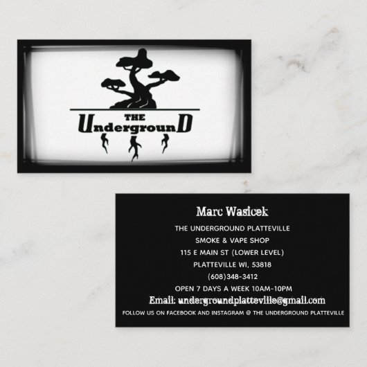 De ondergrondse Visitekaartjes zwart-wit (Voorkant / Achterkant)