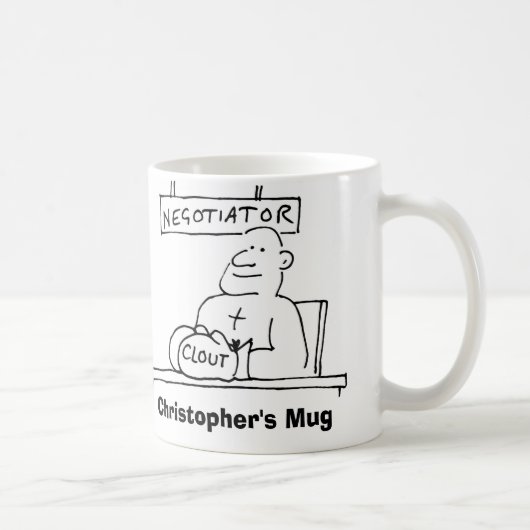 De onderhandelaar heeft Boxing Glove met Clout. Na Koffiemok (Rechts)