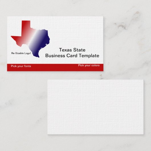 De onderprefectuur is Red, White Blue State of Tex Visitekaartje (Voorkant / Achterkant)