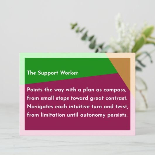 De ondersteuningsmedewerker bedankkaart (Staand voorkant)