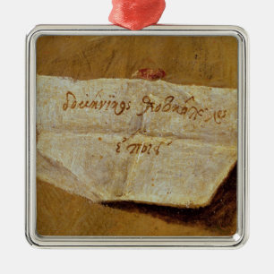 De ondertekening van El Greco Metalen Ornament
