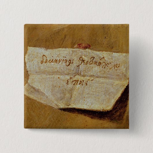 De ondertekening van El Greco Vierkante Button 5,1 Cm (Voorkant)