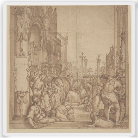 De onderwerping van Barbarossa aan paus Alexander  Sticker (Voorkant)