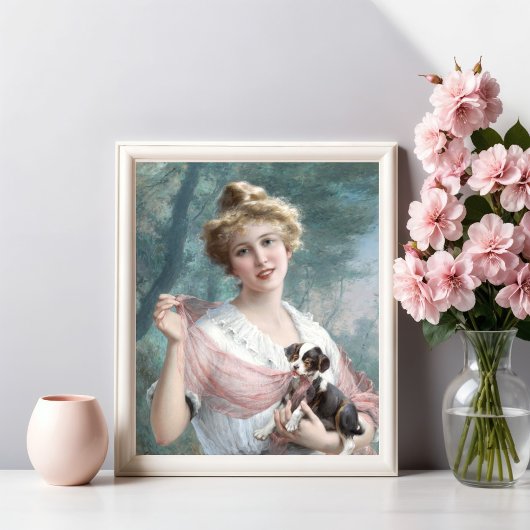 De ondeugende pup van Emile Vernon Foto Afdruk