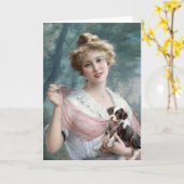 De ondeugende puppy | Émile Vernon Kaart (Gele Bloem)