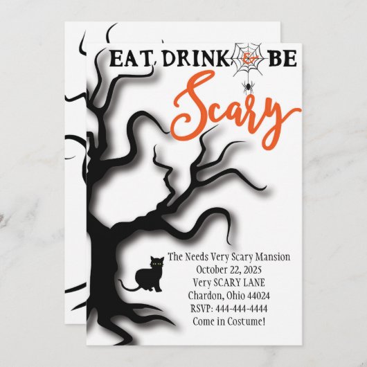 De ondiepe Uitnodiging eet, Drink, & is eng! (Voorkant / Achterkant)