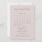 De oneindige roze kalender bewaart de Datum bruilo Kaart (Voorkant)