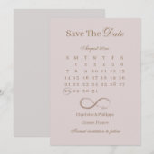 De oneindige roze kalender bewaart de Datum bruilo Kaart (Voorkant / Achterkant)