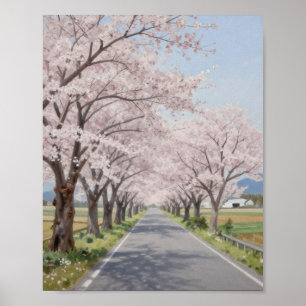 De Oneindige Weg van Lente Bloesems: Een Reis Do Poster