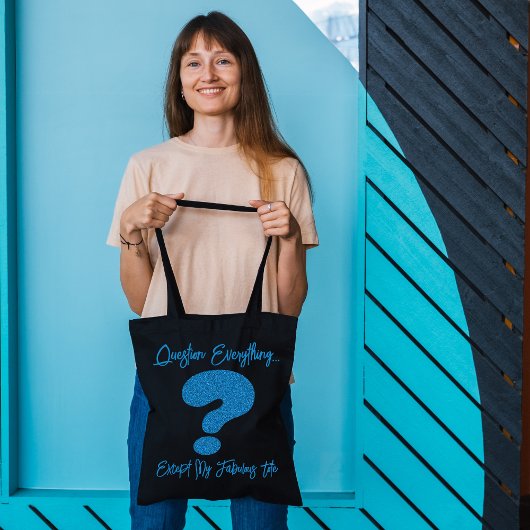 De ongelofelijk glinsterende vraagtekentas tote bag