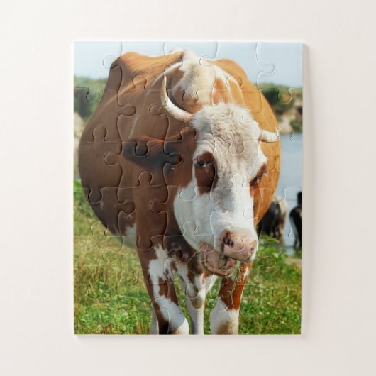 De ongelofelijke zingende koe grappig dier legpuzzel (Verticaal)