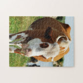De ongelofelijke zingende koe grappig dier legpuzzel (Horizontaal)
