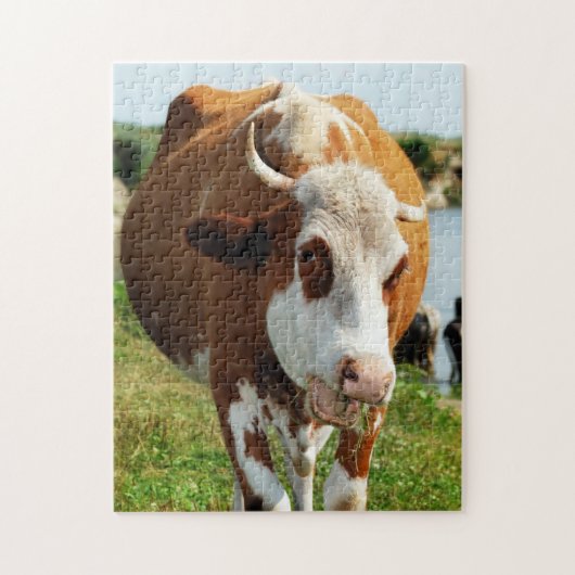 De ongelofelijke zingende koe grappig dier legpuzzel (Verticaal)