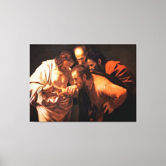 De ongelovigheid van Sint Thomas door Caravaggio Canvas Afdruk (Voorkant)