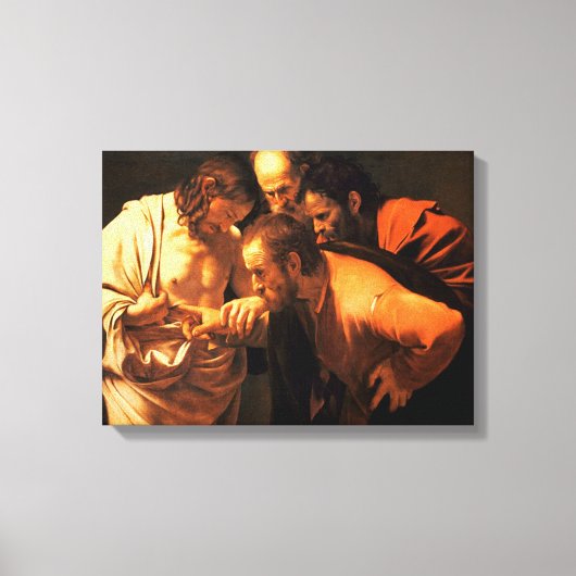 De ongelovigheid van Sint Thomas door Caravaggio Canvas Afdruk (Voorkant)