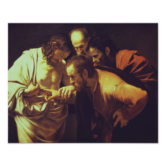 De ongelovigheid van Sint Thomas door Caravaggio Foto Afdruk (Voorkant)