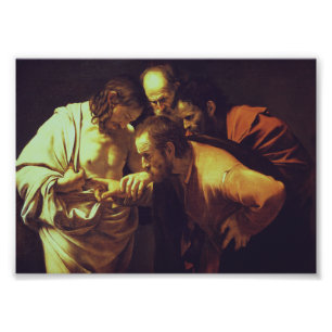 De ongelovigheid van Sint Thomas door Caravaggio Foto Afdruk