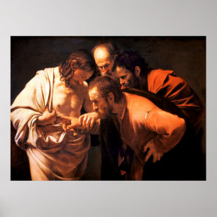 De ongelovigheid van Sint Thomas door Caravaggio Poster