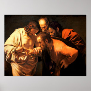 De ongelovigheid van Sint Thomas door Caravaggio Poster