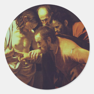 De ongelovigheid van Sint Thomas door Caravaggio Ronde Sticker