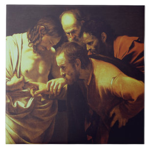 De ongelovigheid van Sint Thomas door Caravaggio Tegeltje
