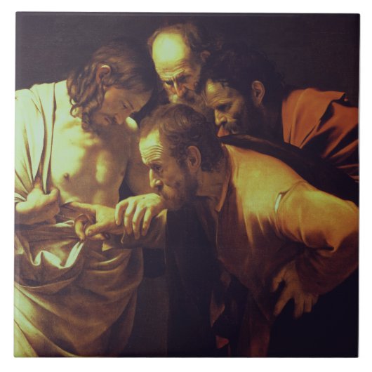 De ongelovigheid van Thomas door Caravaggio Tegeltje (Voorkant)