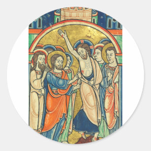 De ongelovigheid van Thomas uit Psalter  Ronde Sticker