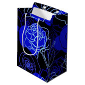 De onhoudbare blauwe Rozen flesje met cadeautas (Achterkant Gekanteld)