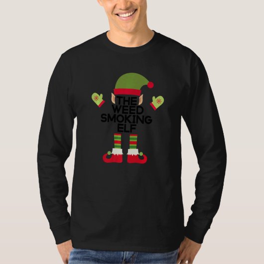 De onkruidrokende Elf voedt kerstfeest T-shirt (Voorkant)