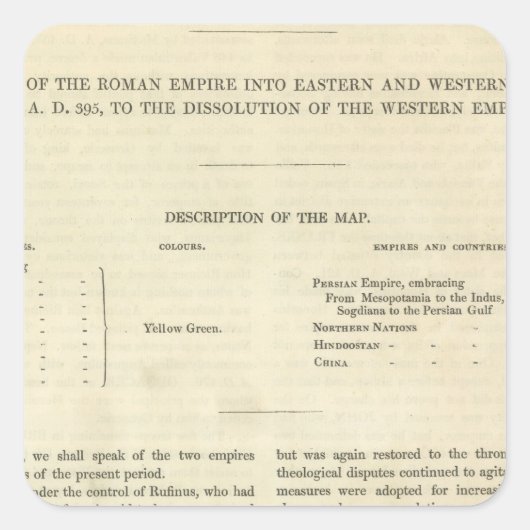 De ontbinding van het Western Rijk 476 AD Vierkante Sticker (Voorkant)