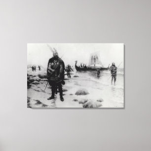 De ontdekking van Amerika door Leif Eriksson Canvas Afdruk