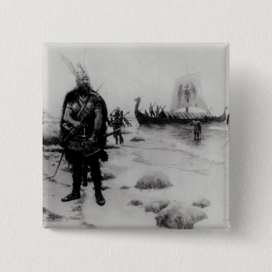 De ontdekking van Amerika door Leif Eriksson Vierkante Button 5,1 Cm (Voorkant)