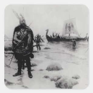 De ontdekking van Amerika door Leif Eriksson Vierkante Sticker
