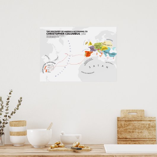 De ontdekking van Amerika volgens Columbus Poster (Keuken)