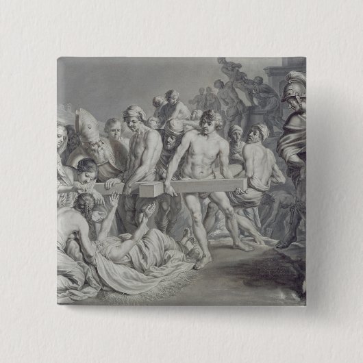 De ontdekking van het ware kruis vierkante button 5,1 cm (Voorkant)
